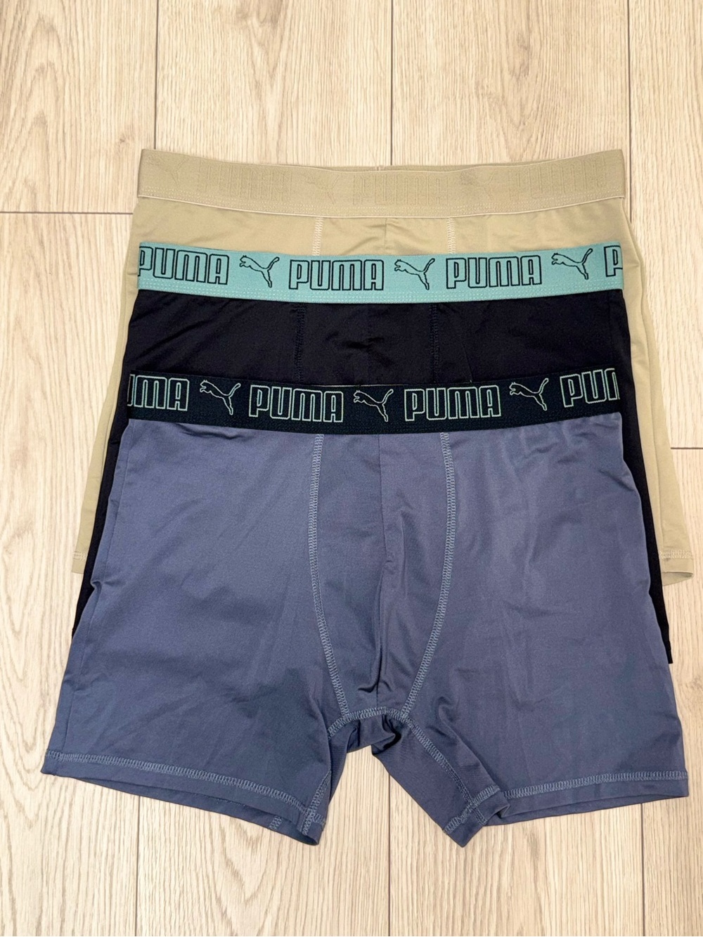 Puma Mens Large Boxer Briefs Black & Waistband Blue Black & gray Lot Of 3 NWOT